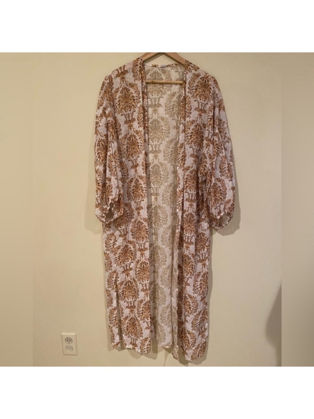 Lightweight Boho Duster Kimono in Ivory and Mustard